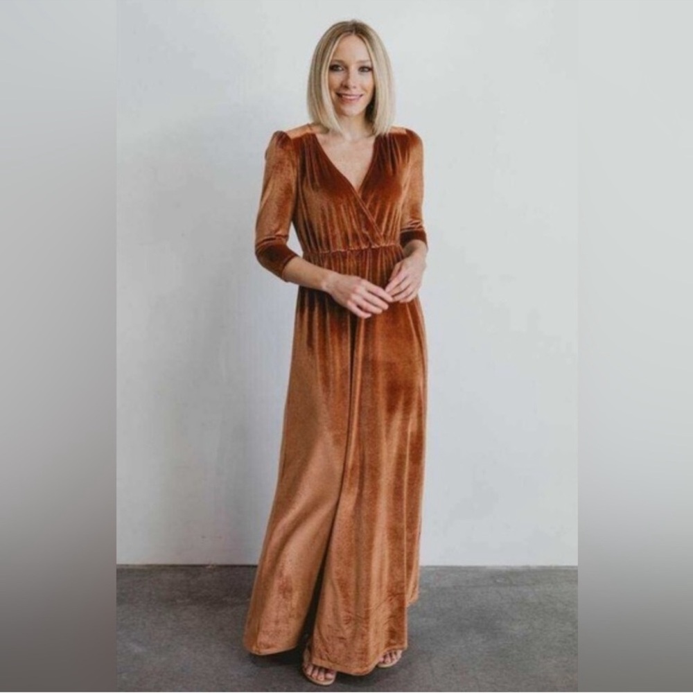 Baltic Born Copper Velvet Wrap Maxi Dress